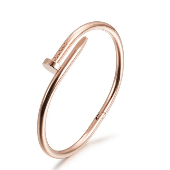 Rose Gold Nail Screw Bangle Bracelet - Picture 7 of 14